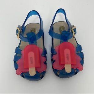 Mini Melissa Girls Size 6 Sandals Popsicle Ice Cream Blue Jellies Shoes